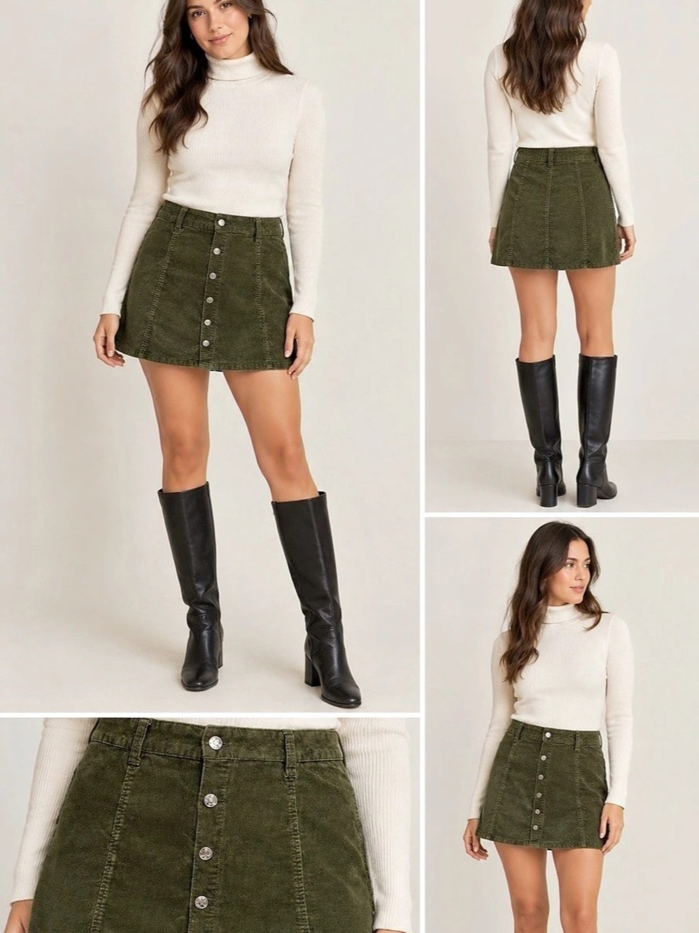 Celebrity Pink Corduroy Button Front Mini Skirt Medium